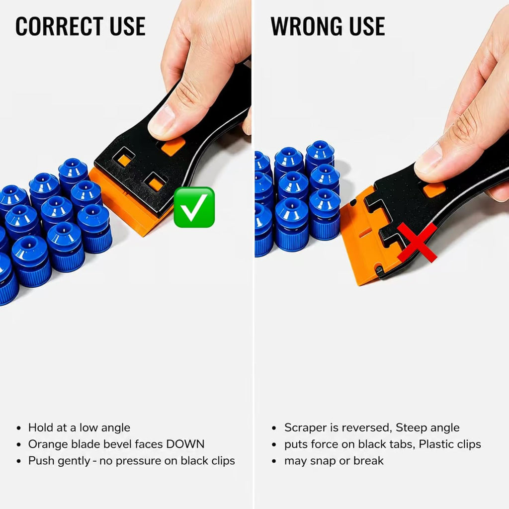 14Pcs 3D Printer Scraper Tool, Plastic Scraper for Scratch Free Removal | Angled Metal Scraper for Stubborn Prints, Includes 12 Replacement Plastic Blades