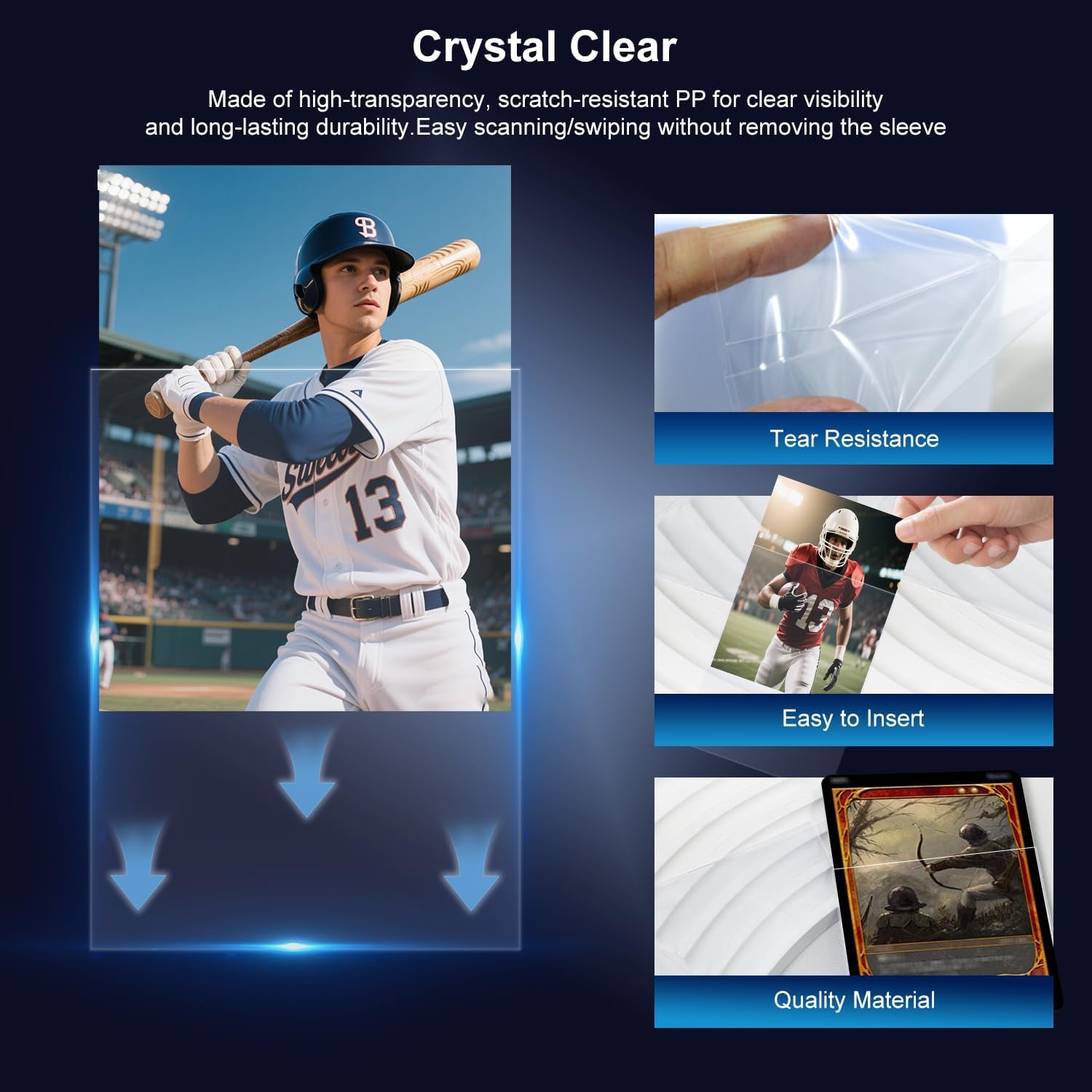 2000 Counts Soft Clear Perfect Fit Card Sleeves for Trading Cards, Exact Fit Protector for TCG, Sports (Basketball, Baseball, Football) and Collectible Cards,Plastic Penny Sleeves (2000)