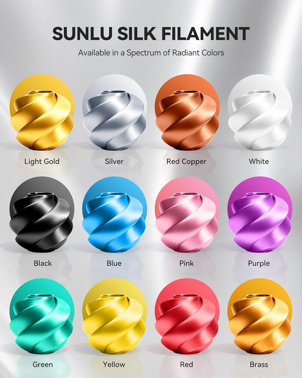 Silk PLA Filament 1.75Mm, 1Kg(2.2Lbs), 330 Meters, Silky Brass | Neatly Wound Shiny PLA 3D Printer Filament, Dimensional Accuracy +/- 0.02Mm, Fit Most 3D Printers, Good Vacuum Packaging