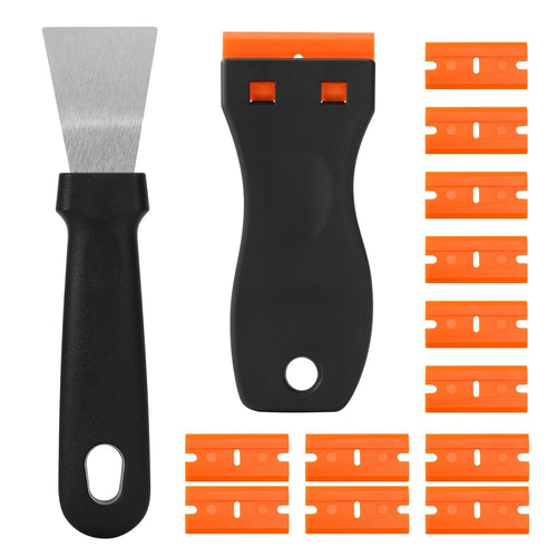14Pcs 3D Printer Scraper Tool, Plastic Scraper for Scratch Free Removal | Angled Metal Scraper for Stubborn Prints, Includes 12 Replacement Plastic Blades