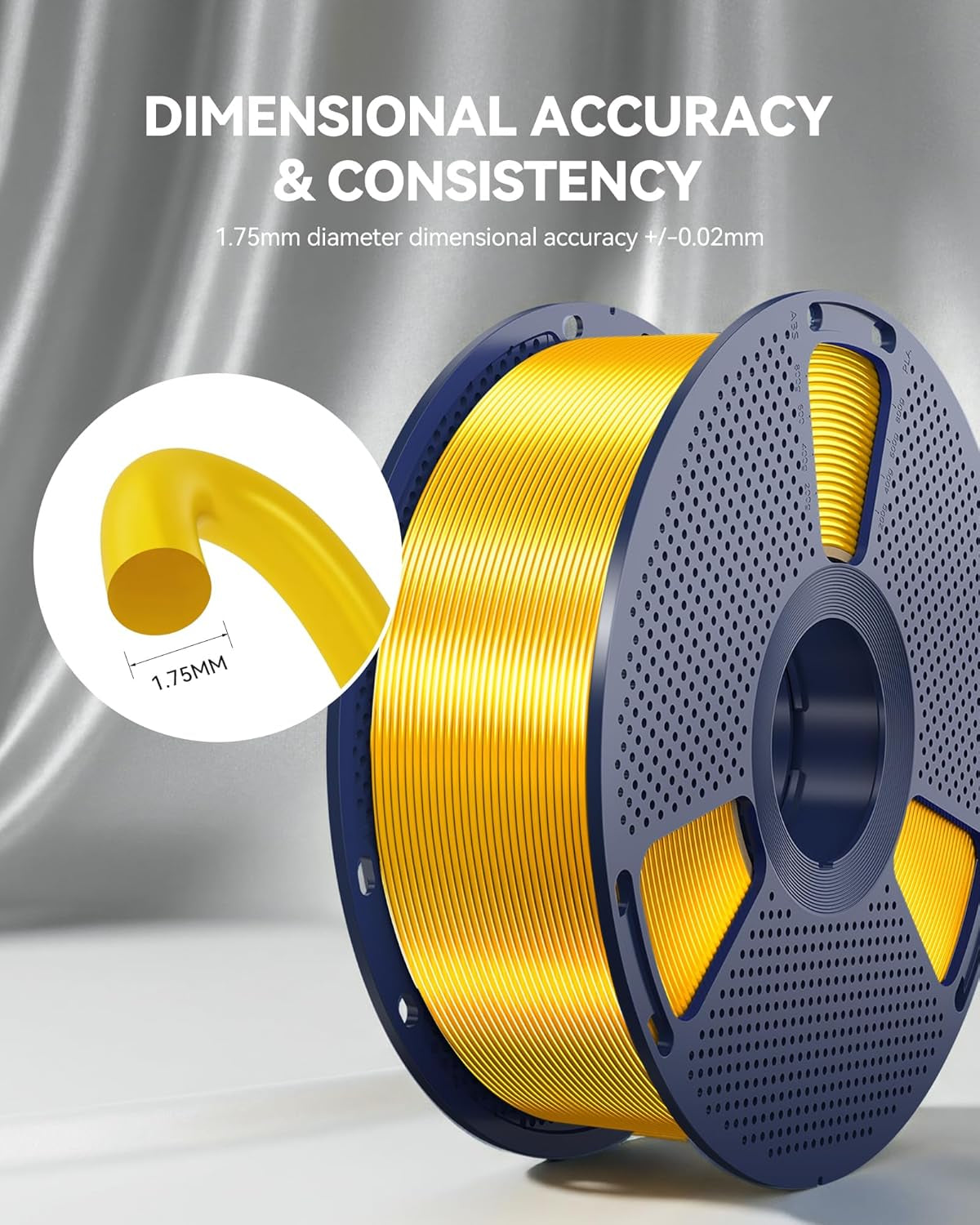 Silk PLA Filament 1.75Mm, 1Kg(2.2Lbs), 330 Meters, Silky Brass | Neatly Wound Shiny PLA 3D Printer Filament, Dimensional Accuracy +/- 0.02Mm, Fit Most 3D Printers, Good Vacuum Packaging